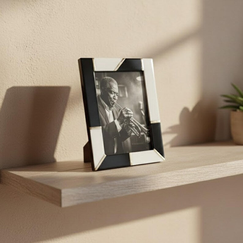 Handmade Resin & Brass Photo Frame | Modern Luxury Picture Frame for Home and Office Decor
