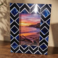 Handmade Resin Inlay Photo Frame | Geometric Blue Pattern Picture Frame | Modern Home Decor Accent
