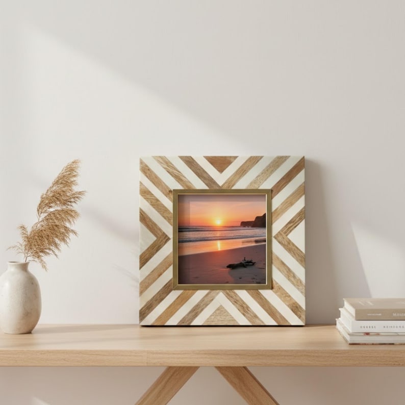Handmade Resin Inlay Wooden Photo Frame | Geometric Home Decor