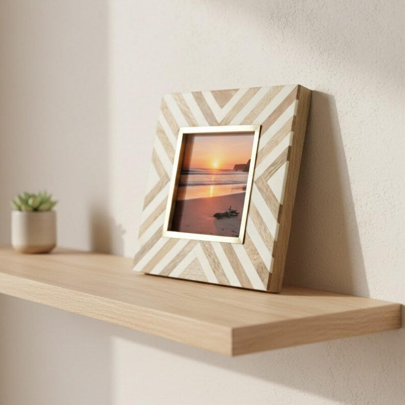 Handmade Resin Inlay Wooden Photo Frame | Geometric Home Decor