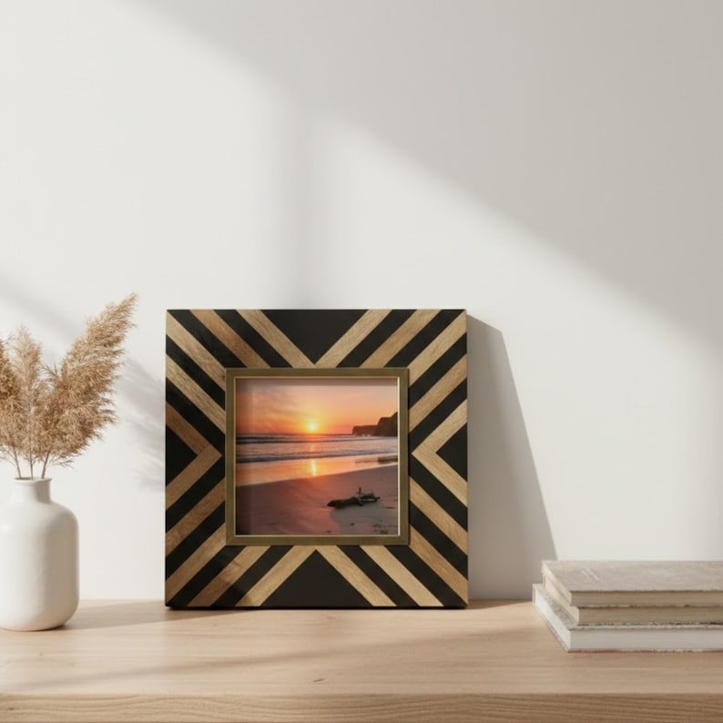Handmade Resin Inlay Wooden Photo Frame | Geometric Home Decor