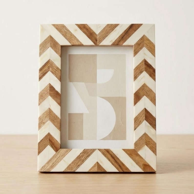 Wood & Resin Picture Frame, Handmade Artistic Photo Frame, Contemporary Home Decor Accent