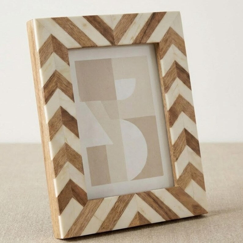 Wood & Resin Picture Frame, Handmade Artistic Photo Frame, Contemporary Home Decor Accent