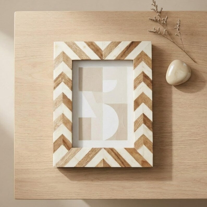 Wood & Resin Picture Frame, Handmade Artistic Photo Frame, Contemporary Home Decor Accent
