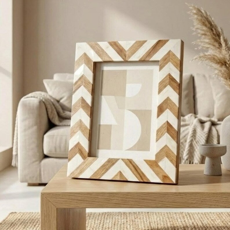Wood & Resin Picture Frame, Handmade Artistic Photo Frame, Contemporary Home Decor Accent