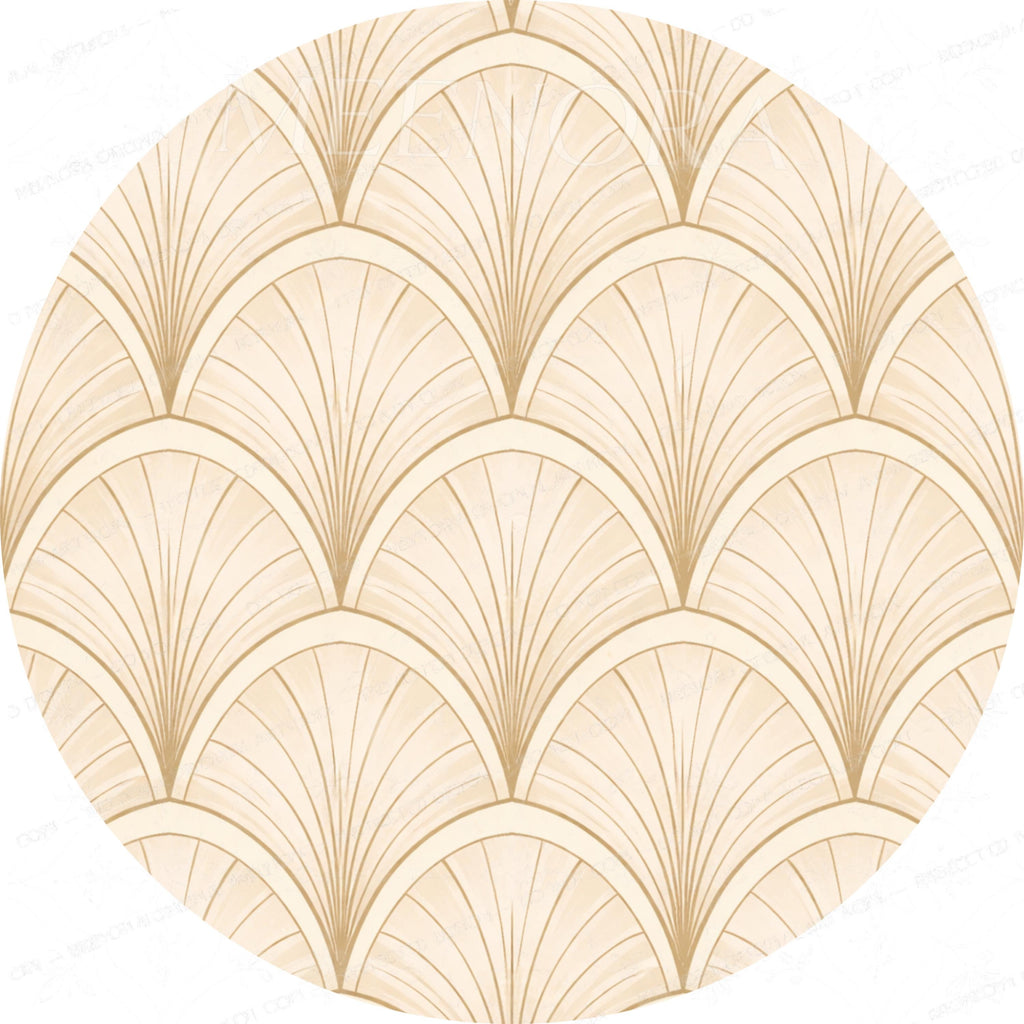 Handmade Printed Mango Wood Side Table | Art Deco Round End Table | Neutral Accent Furniture