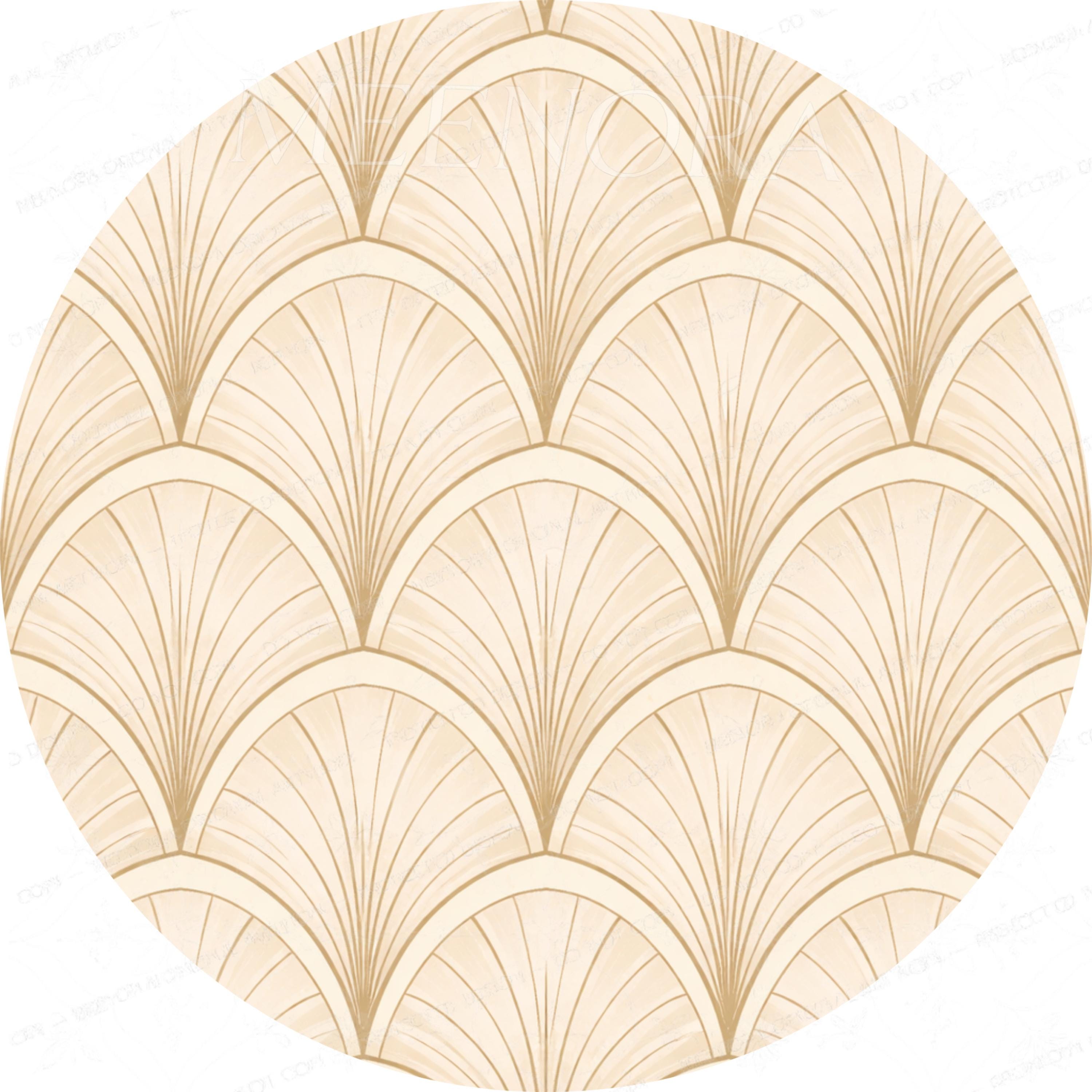 Handmade Printed Mango Wood Side Table | Art Deco Round End Table | Neutral Accent Furniture