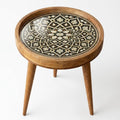 Handmade Mango Wood Side Table | Mandala Printed Boho Accent Table