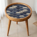 Handmade Mango Wood Side Table | Japanese Wave Print Accent Table