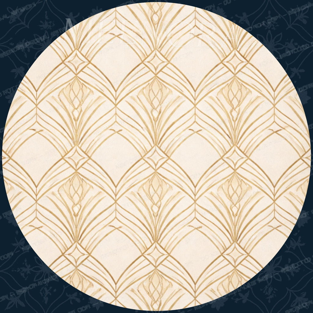Handmade Mango Wood Side Table | Art Deco Geometric Print Round Accent Table