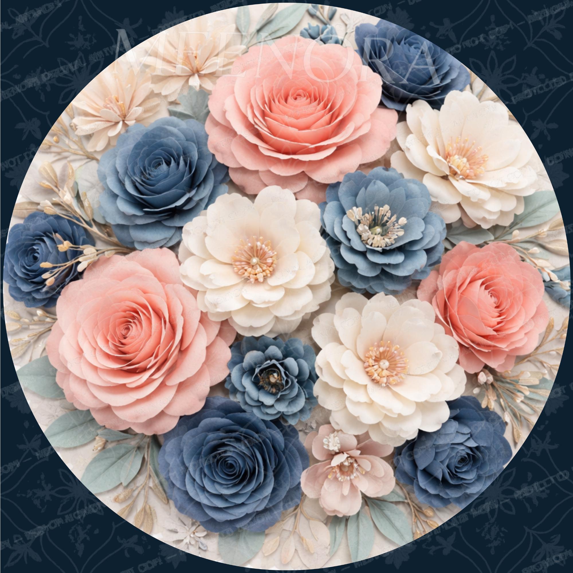 Handmade Floral Mango Wood Side Stool | Round End Stand Printed Art