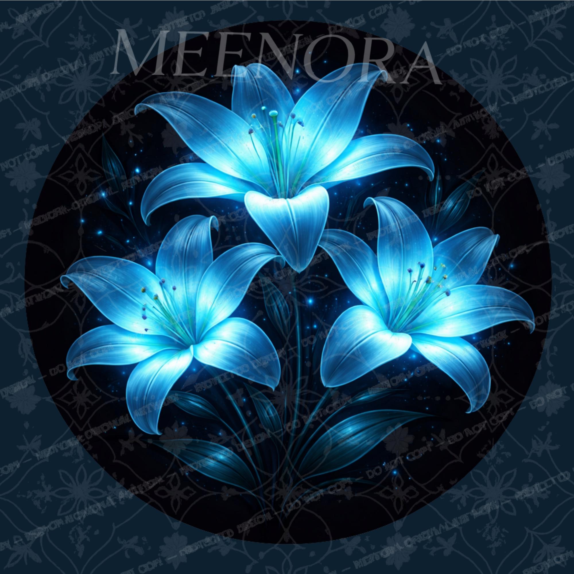 Handmade Mango Wood Side Table | Blue Floral Print, Round Glass Top Accent Furniture