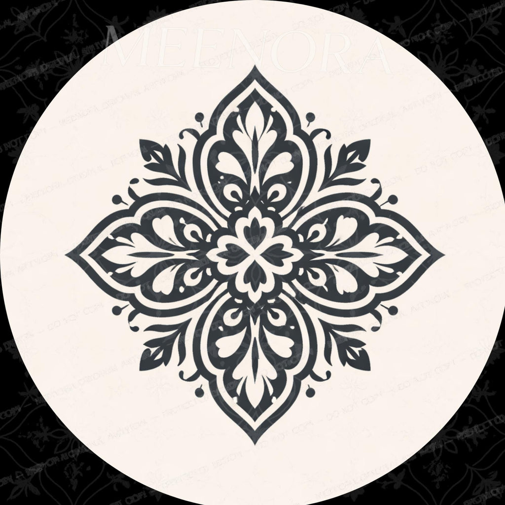 Black Mandala Wooden Tray Printed | Mango Wood Round Tea Serving Decor
