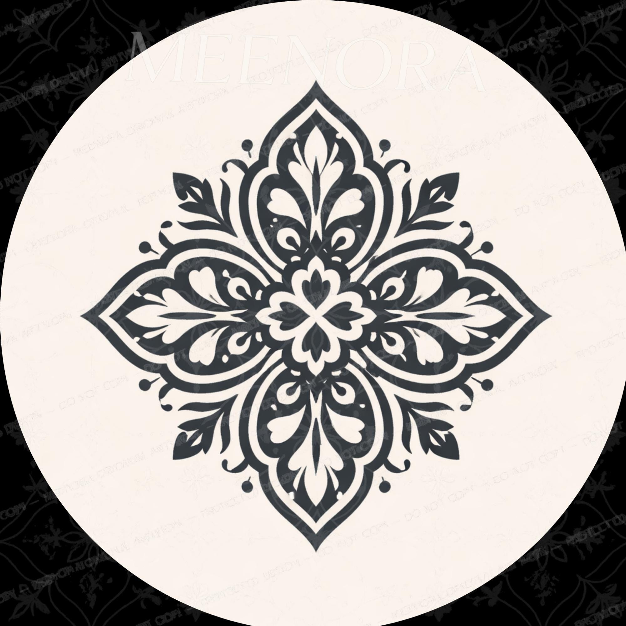 Black Mandala Wooden Tray Printed | Mango Wood Round Tea Serving Decor