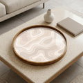 Abstract Wooden Tray Printed | Mango Wood Round Tea Serving Decor