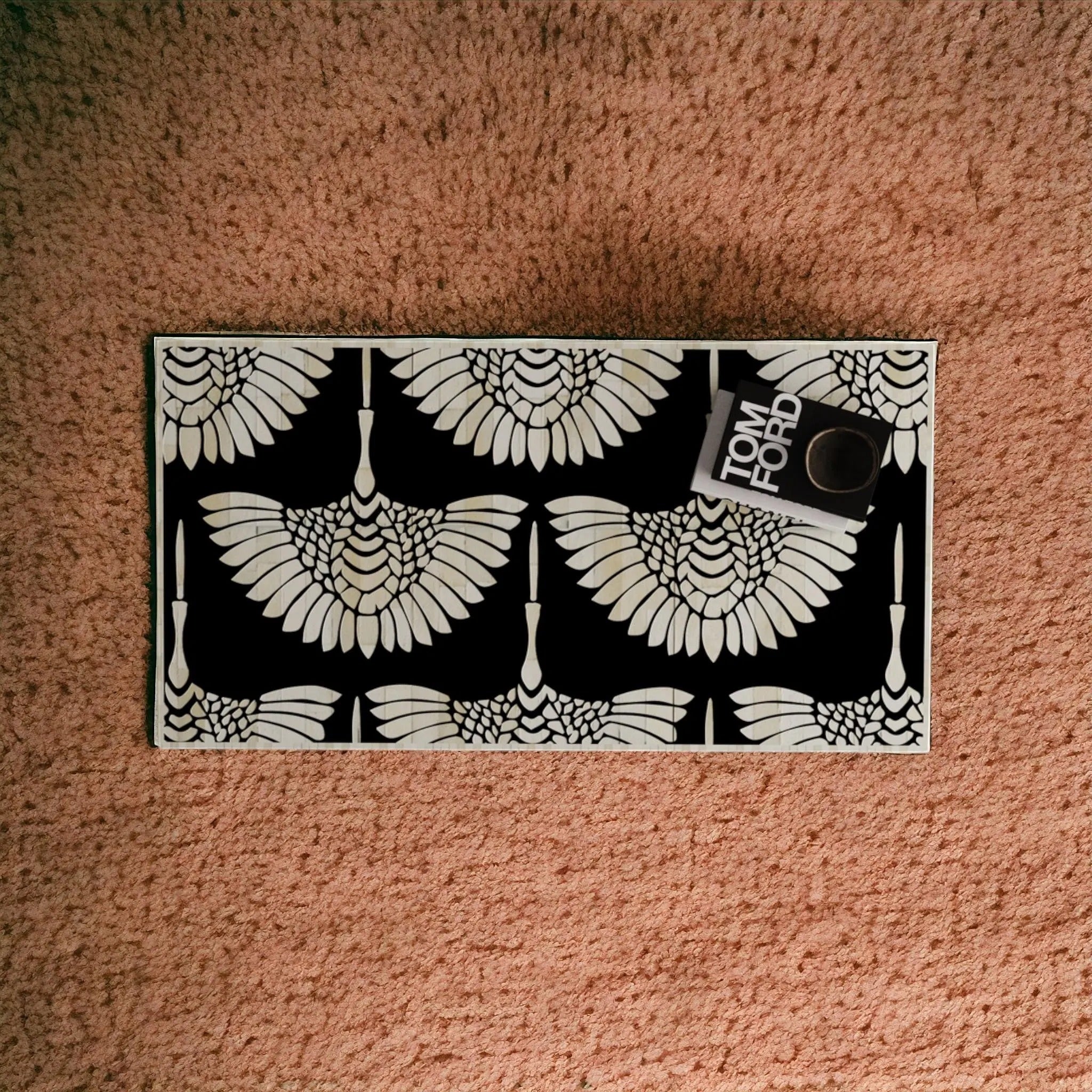 Handmade Resin Inlay Coffee Table | Crane Bird Motif Accent Table for Living Room | Artistic Decorative Resin Inlay Furniture