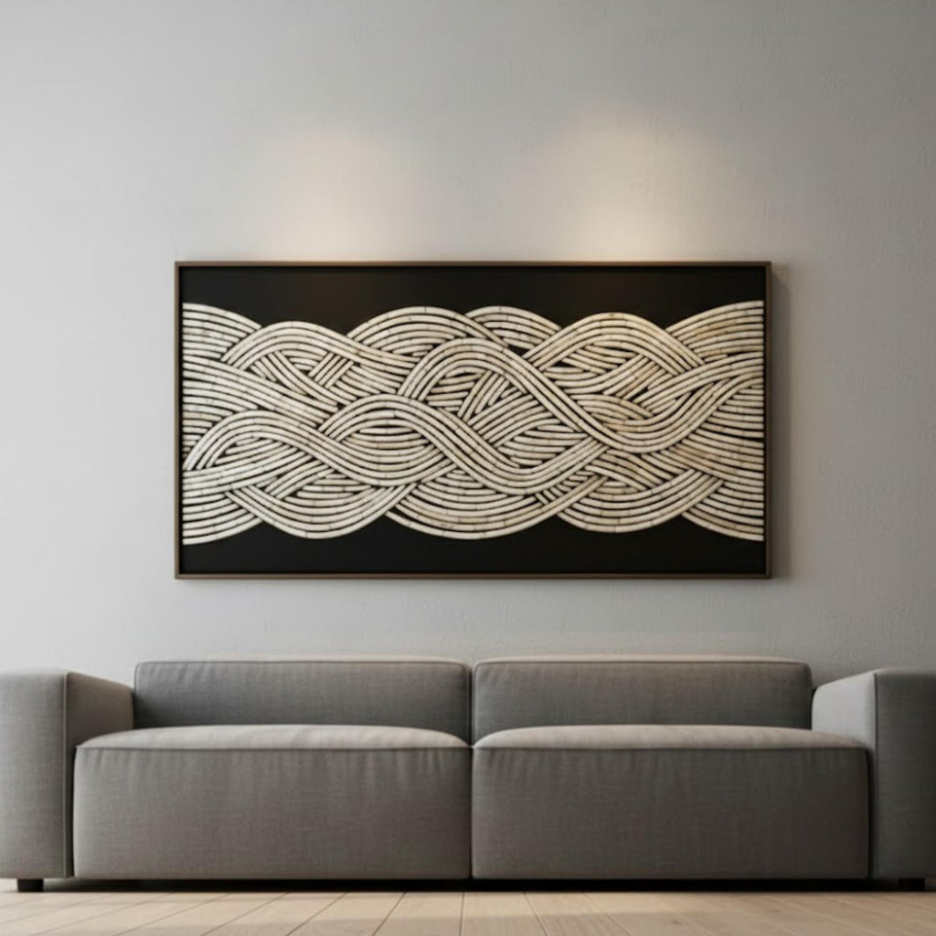 Handmade Bone Inlay Braided Wall Art Panel | Elegant Resin Decorative Decor for Modern Living Rooms, Bedrooms, Entryways & Accent Walls