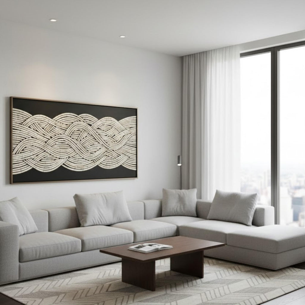 Handmade Bone Inlay Braided Wall Art Panel | Elegant Resin Decorative Decor for Modern Living Rooms, Bedrooms, Entryways & Accent Walls