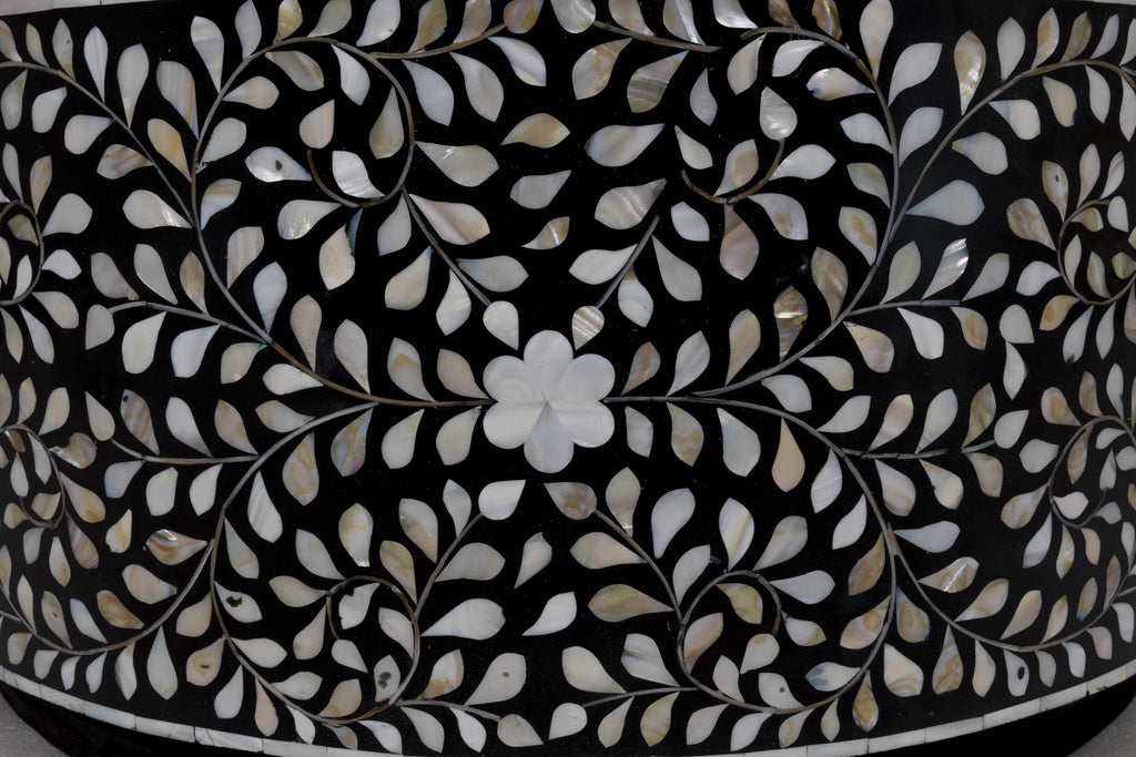 Mother of Pearl Inlay Resin Coffee Table | Floral Design Luxury Center Table | Handcrafted Decorative Living Room Furniture
