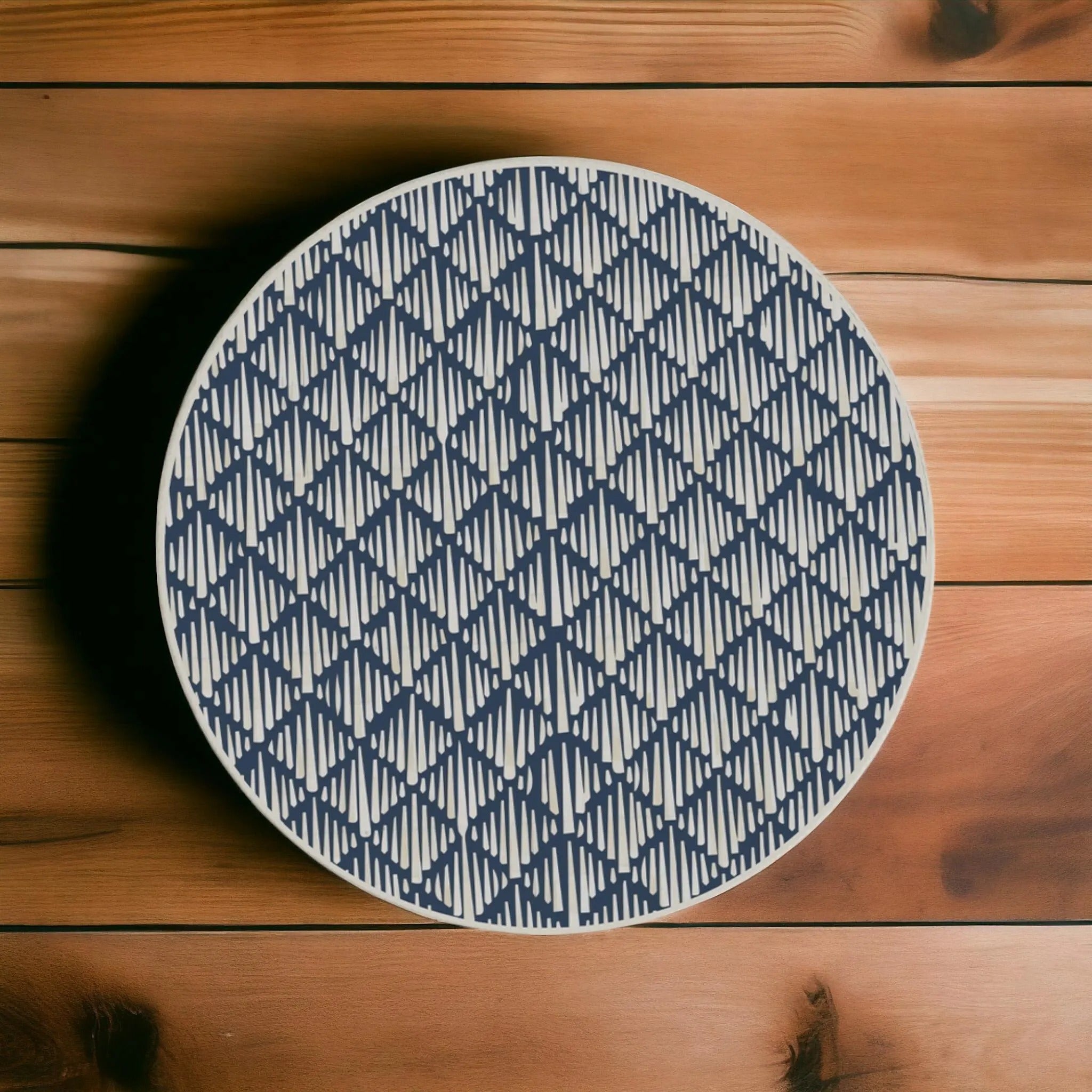 Round Bone Inlay Coffee Table | Geometric Resin Accent Design | Handcrafted Living Room Center Table