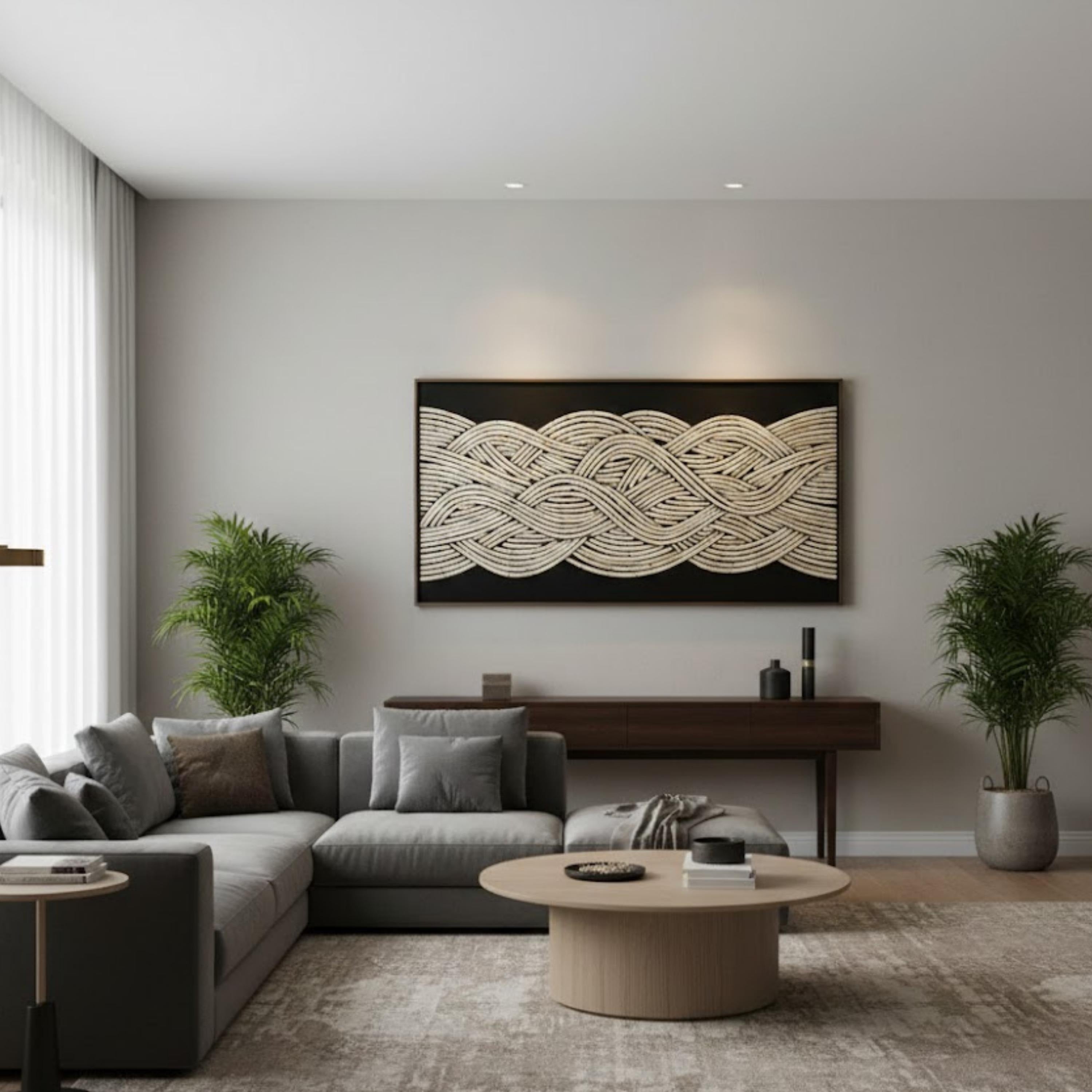 Handmade Bone Inlay Braided Wall Art Panel | Elegant Resin Decorative Decor for Modern Living Rooms, Bedrooms, Entryways & Accent Walls