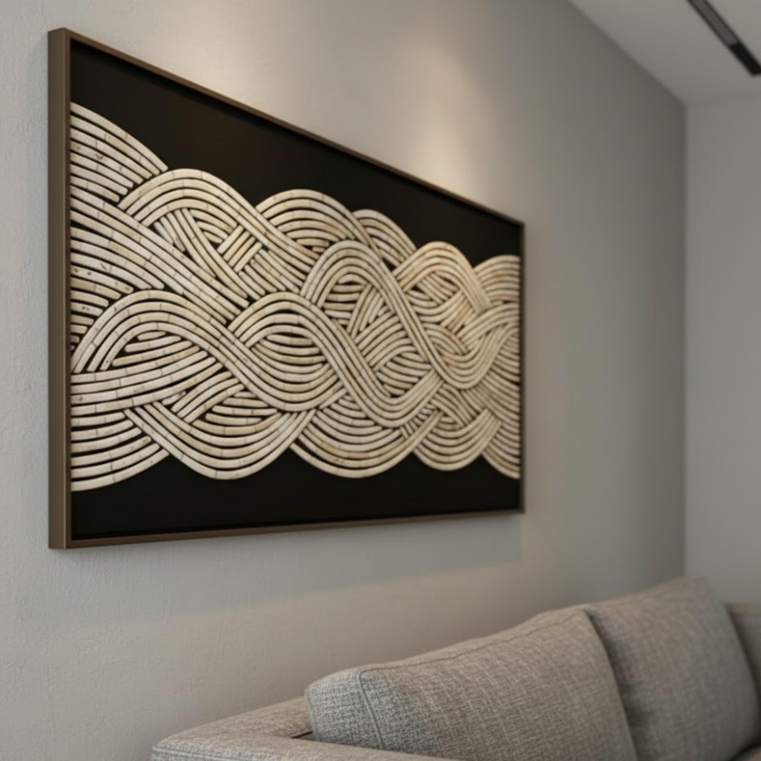 Handmade Bone Inlay Braided Wall Art Panel | Elegant Resin Decorative Decor for Modern Living Rooms, Bedrooms, Entryways & Accent Walls