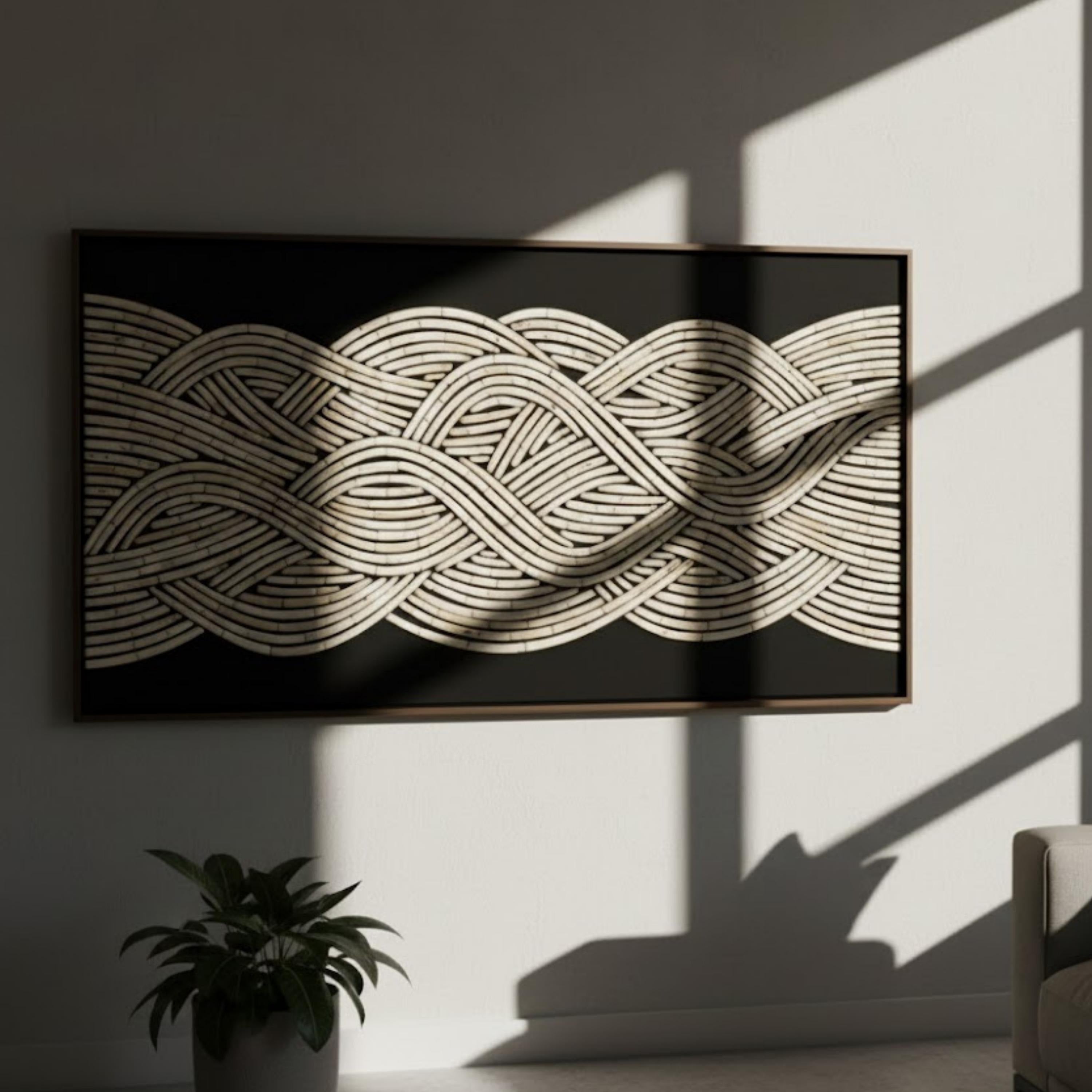 Handmade Bone Inlay Braided Wall Art Panel | Elegant Resin Decorative Decor for Modern Living Rooms, Bedrooms, Entryways & Accent Walls