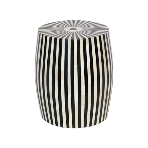 Bone Inlay End Table with Geometric Resin Design | Handmade Side Table for Living Room, Bedroom, & Home Decor | Luxury Indian Furniture