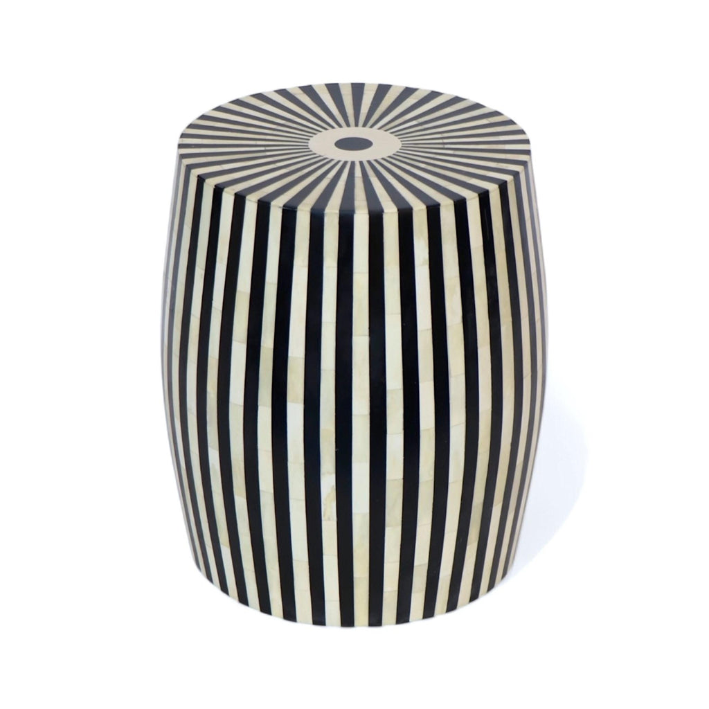 Bone Inlay End Table with Geometric Resin Design | Handmade Side Table for Living Room, Bedroom, & Home Decor | Luxury Indian Furniture