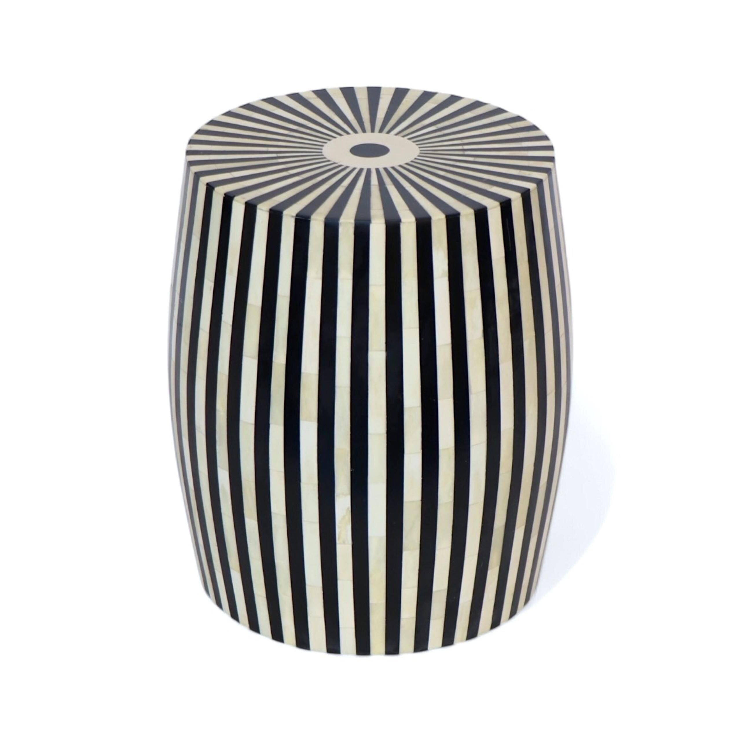 Bone Inlay End Table with Geometric Resin Design | Handmade Side Table for Living Room, Bedroom, & Home Decor | Luxury Indian Furniture