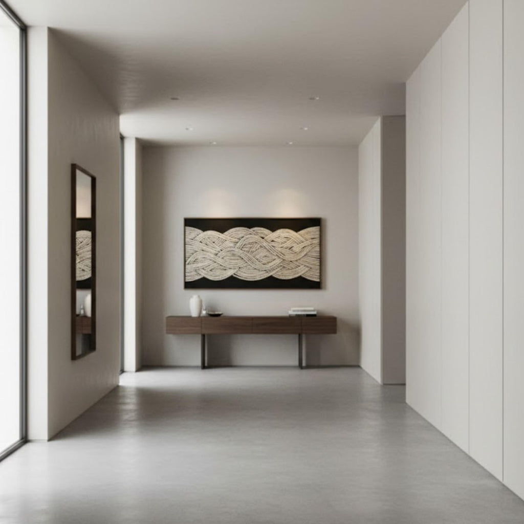 Handmade Bone Inlay Braided Wall Art Panel | Elegant Resin Decorative Decor for Modern Living Rooms, Bedrooms, Entryways & Accent Walls