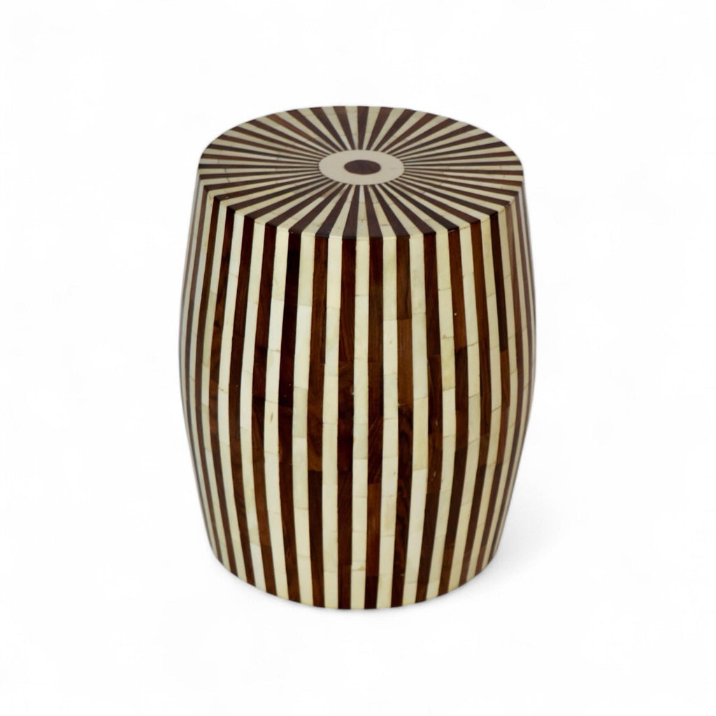 Bone Inlay End Table with Geometric Resin Design | Handmade Side Table for Living Room, Bedroom, & Home Decor | Luxury Indian Furniture