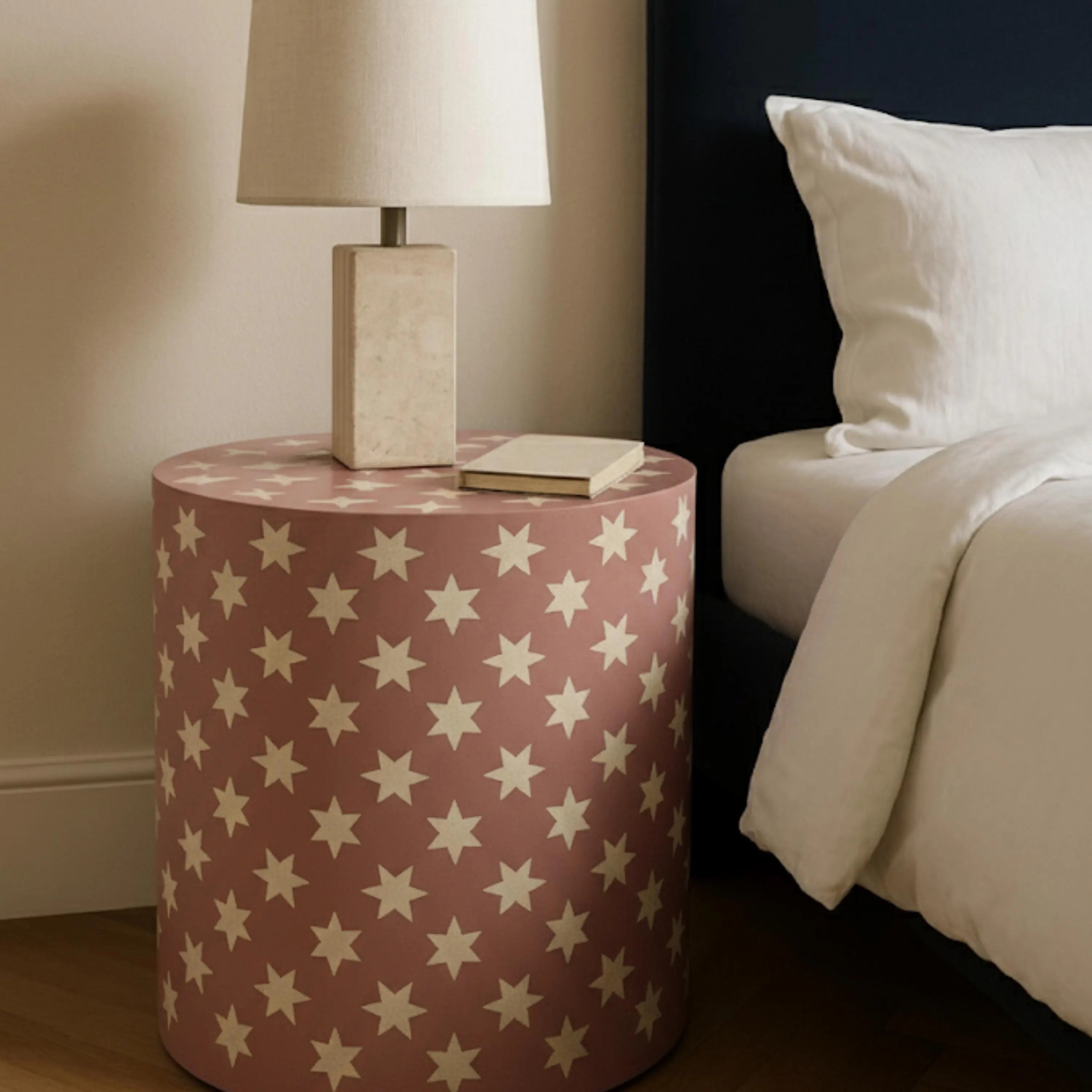 Blue Resin & Bone Inlay Star End Table | Handmade Decorative Accent Table for Living Room & Bedroom