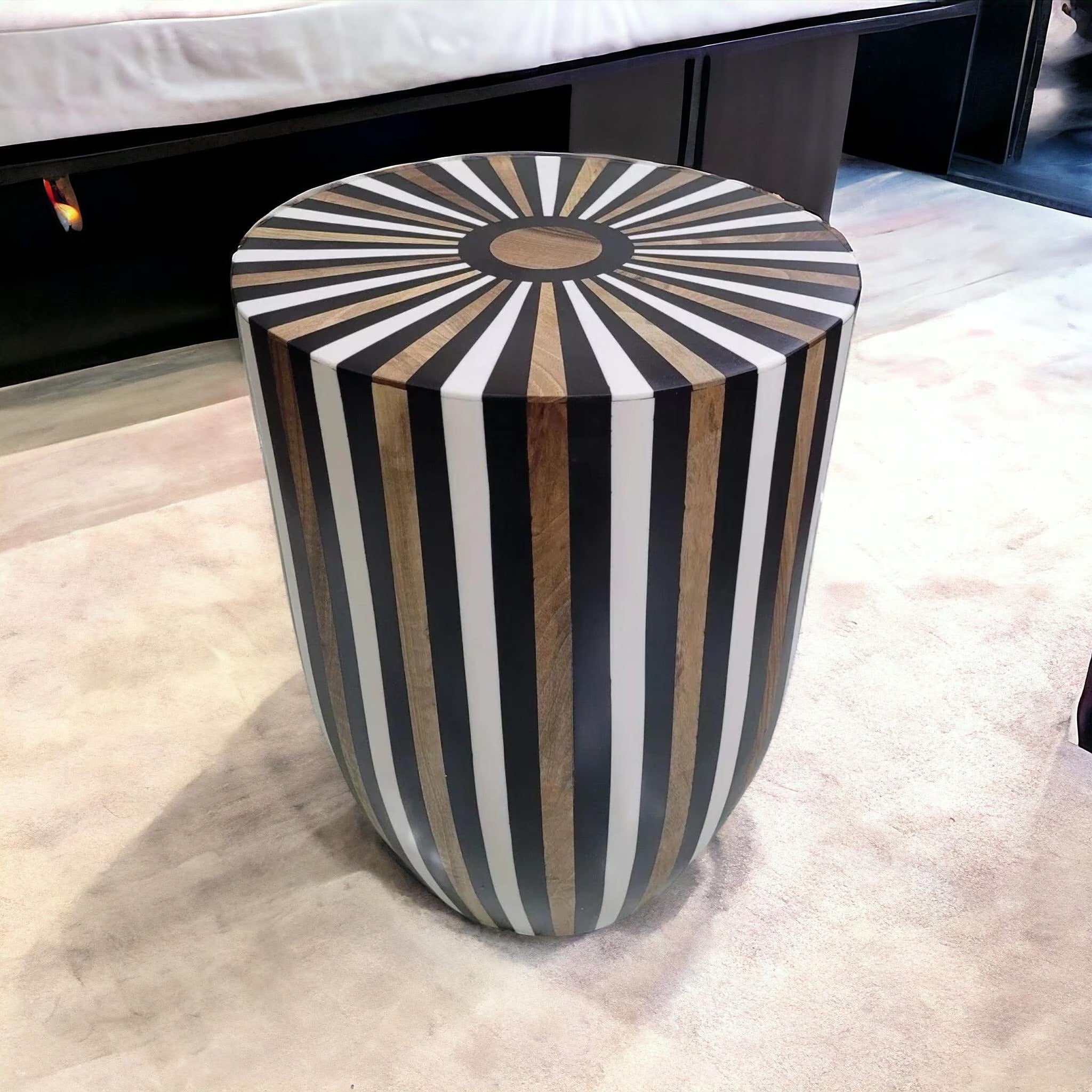 Handcrafted Wooden Resin Inlay Side Table | Modern Moroccan Accent Decor | Decorative Furniture for Home Styling