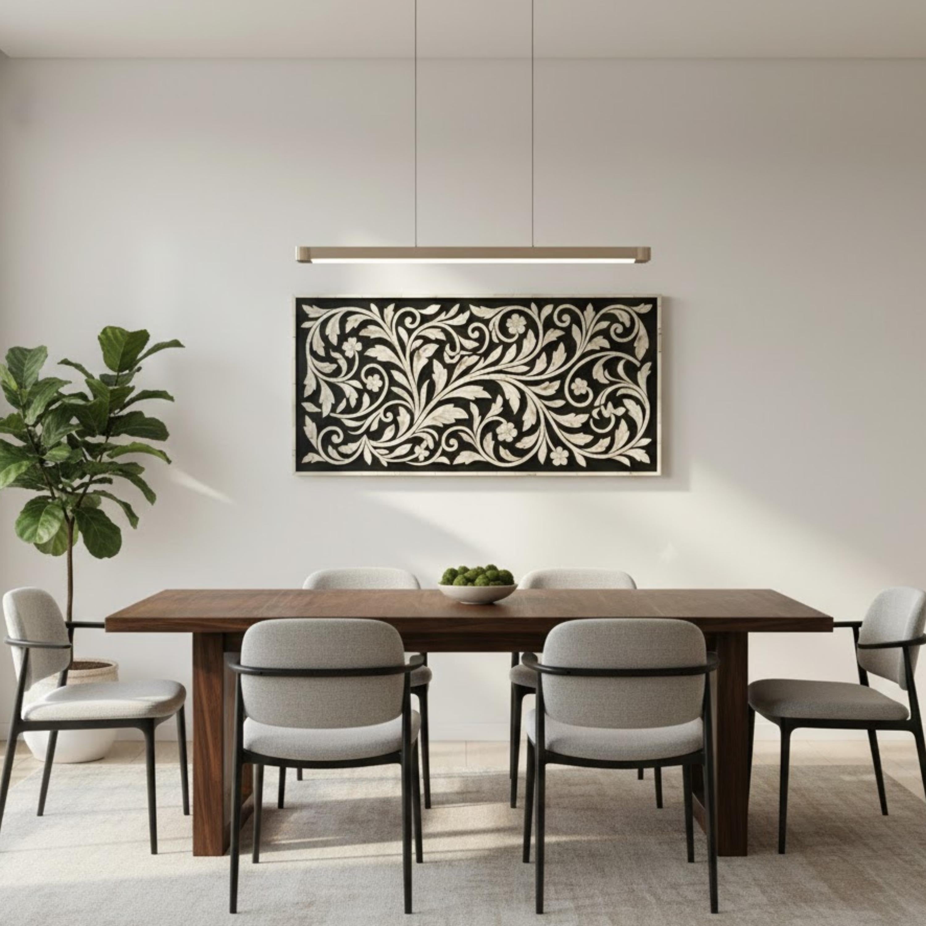 Bone Inlay Floral Resin Wall Art Panel | Handmade Wall Hanging | Decorative Resin Panel for Living Room, Bedroom, Entryway & Hallway Home Decor