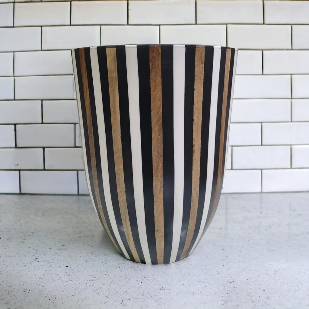 Handcrafted Wooden Resin Inlay Side Table | Modern Moroccan Accent Decor | Decorative Furniture for Home Styling