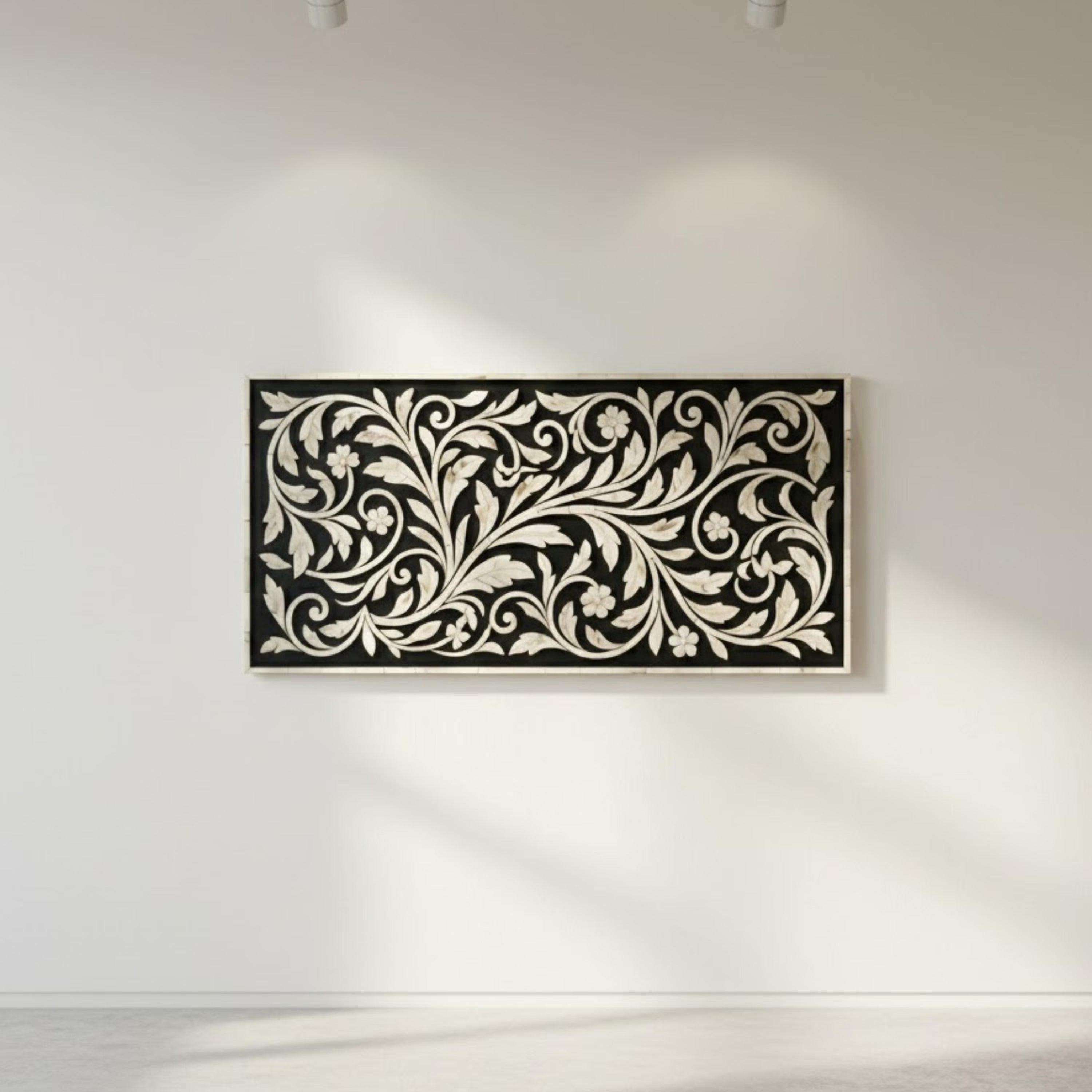 Bone Inlay Floral Resin Wall Art Panel | Handmade Wall Hanging | Decorative Resin Panel for Living Room, Bedroom, Entryway & Hallway Home Decor