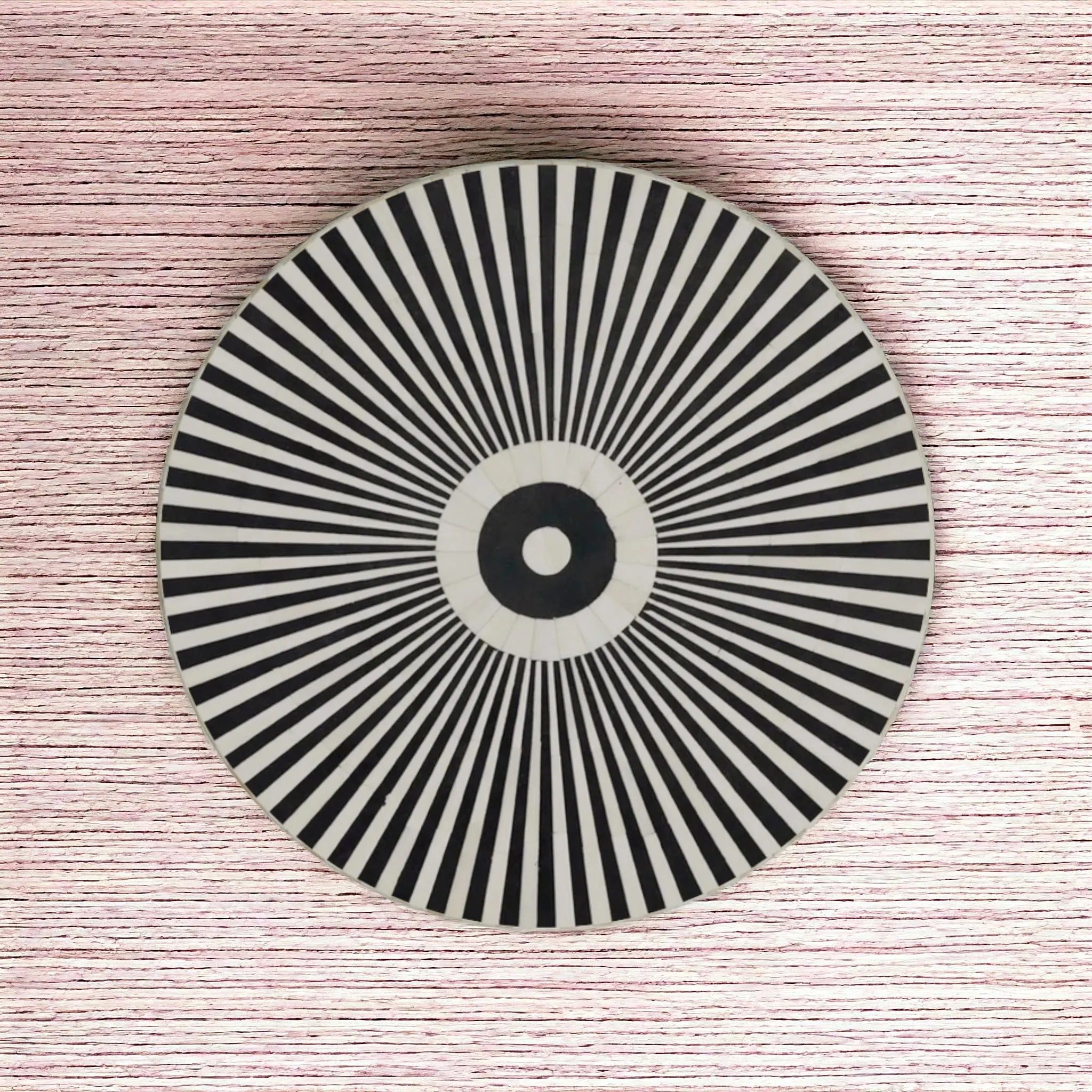 Luxury Handmade Bone Inlay Coffee Table | Geometric Black & White Accent Table | Artistic Inlay Furniture for Home Décor