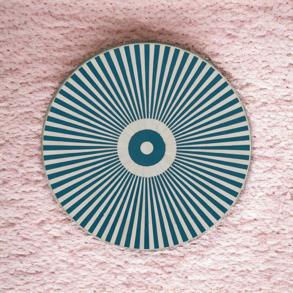 Luxury Handmade Bone Inlay Coffee Table | Geometric Black & White Accent Table | Artistic Inlay Furniture for Home Décor