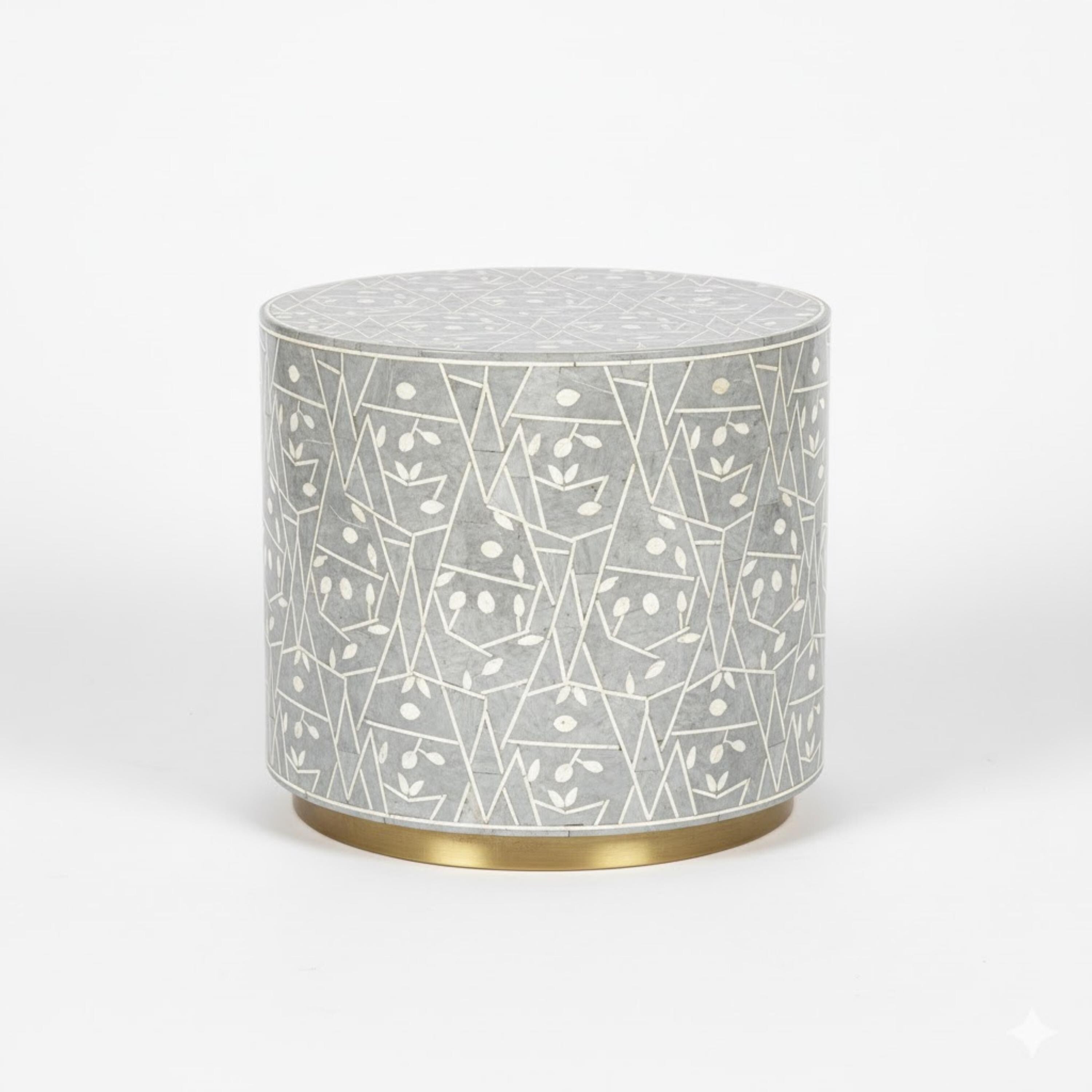 Resin Red Bone Inlay End Table | Handmade Decorative Accent Table | Elegant Side Table for Bedroom & Living Room