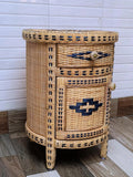 Handwoven Rattan End Table | Natural Cane Nightstand | Boho Wicker Bedside Table for Eco-Friendly Home Decor
