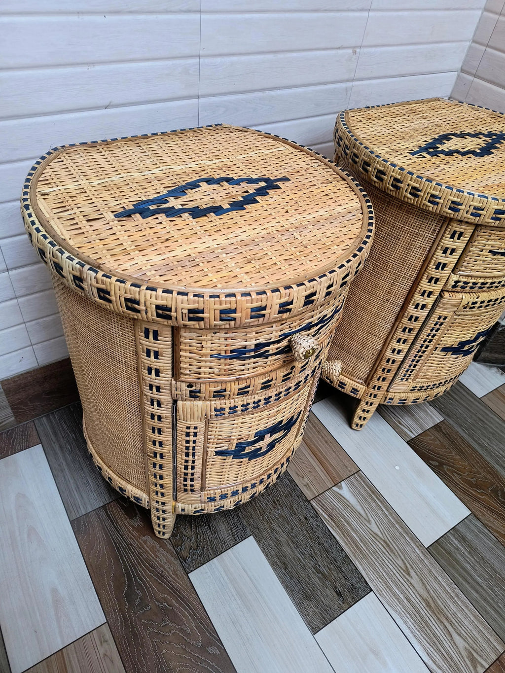 Handwoven Rattan End Table | Natural Cane Nightstand | Boho Wicker Bedside Table for Eco-Friendly Home Decor