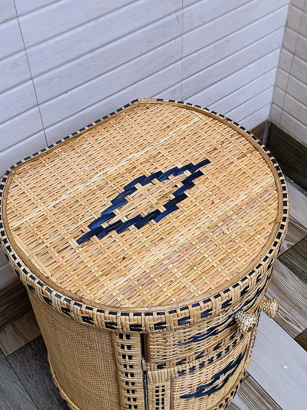 Handwoven Rattan End Table | Natural Cane Nightstand | Boho Wicker Bedside Table for Eco-Friendly Home Decor