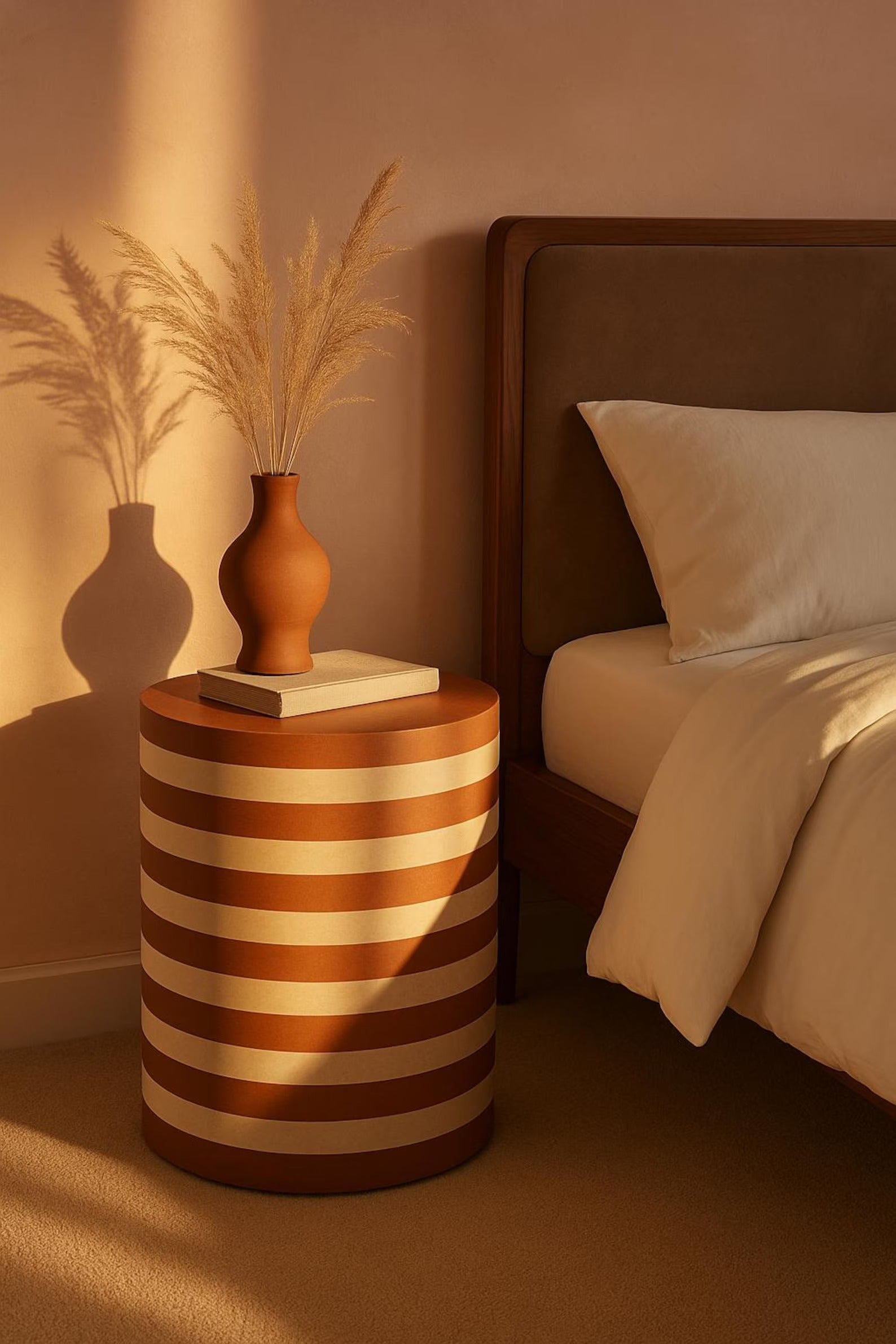 Handcrafted Striped Resin Accent Table | Modern Resin End Table for Living Room Styling | Designer Side Table