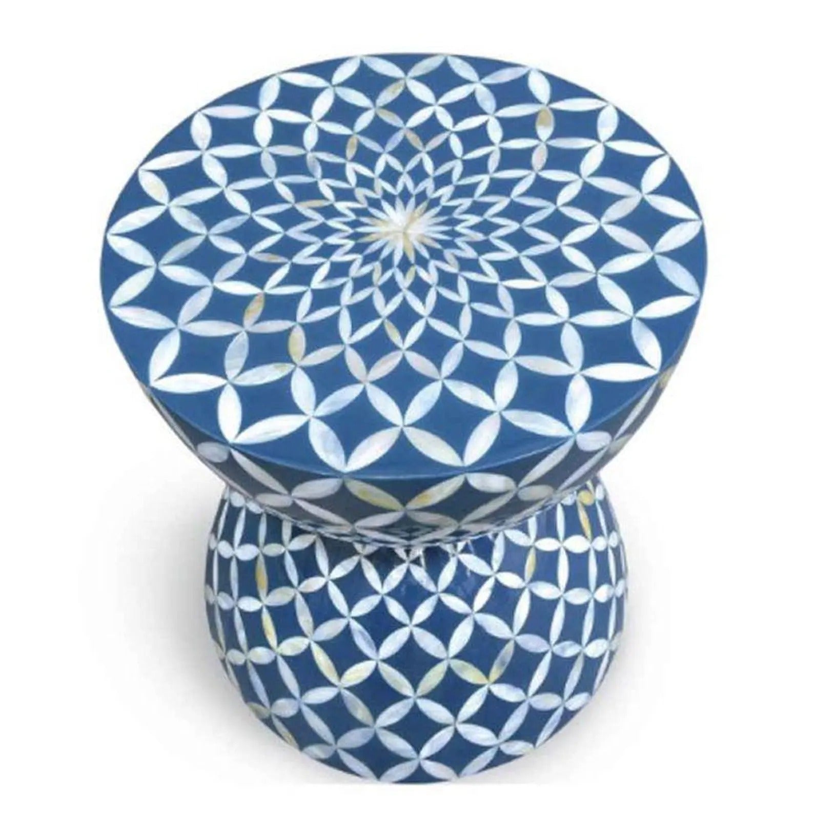 Modern MDF Resin Inlay Side Table | Unique Geometric Accent Table | Handmade Decorative Table for Home