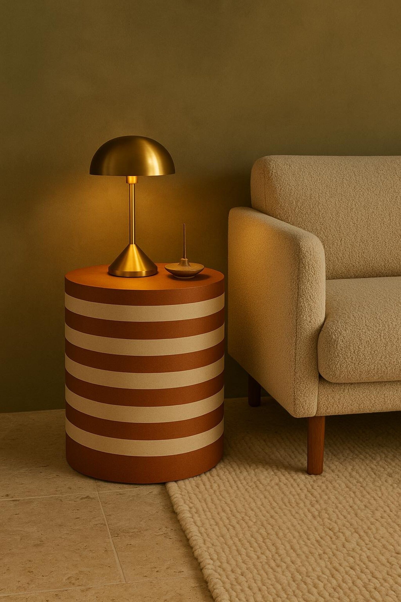 Handcrafted Striped Resin Accent Table | Modern Resin End Table for Living Room Styling | Designer Side Table