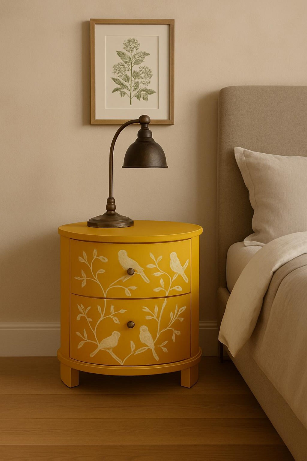 Handmade Green Resin Inlay End Table | Bird Pattern Accent Table | Stylish Decorative Furniture for Modern Homes