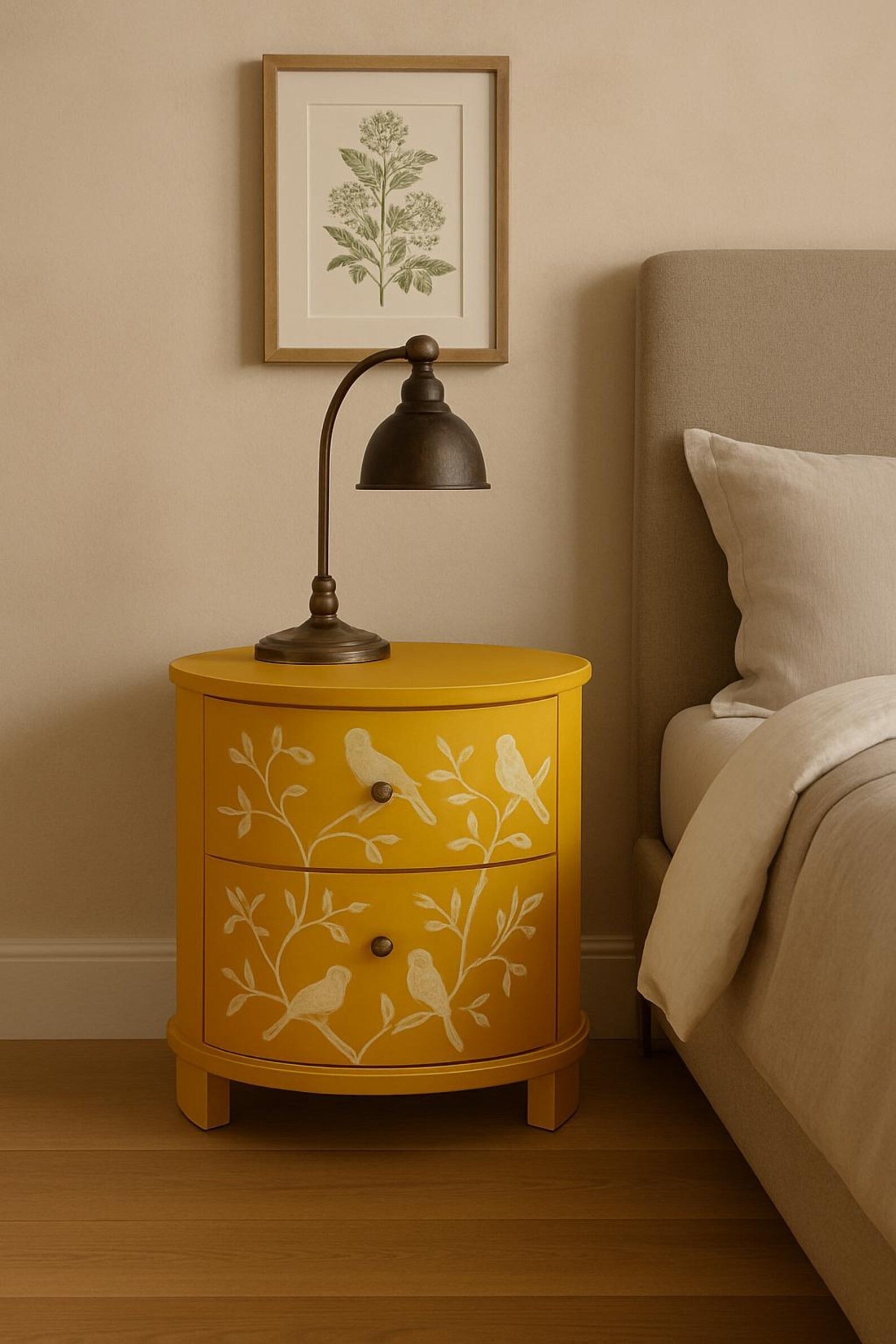 Handmade Green Resin Inlay End Table | Bird Pattern Accent Table | Stylish Decorative Furniture for Modern Homes