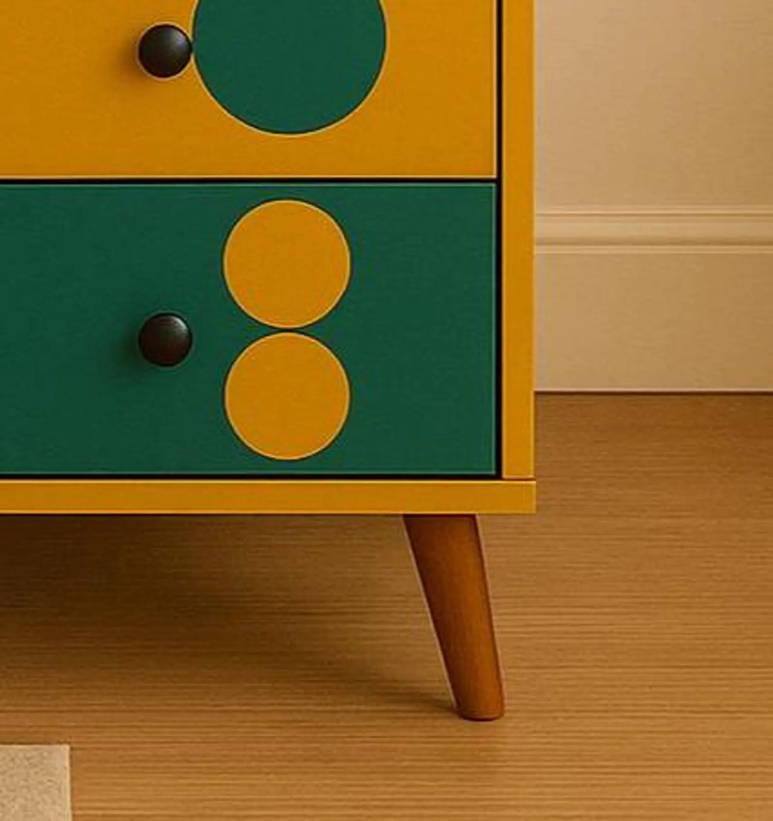 Modern Resin Nightstand with Geometric Design | 4-Drawer End Table for Bedroom & Home Décor | Handmade Storage Table