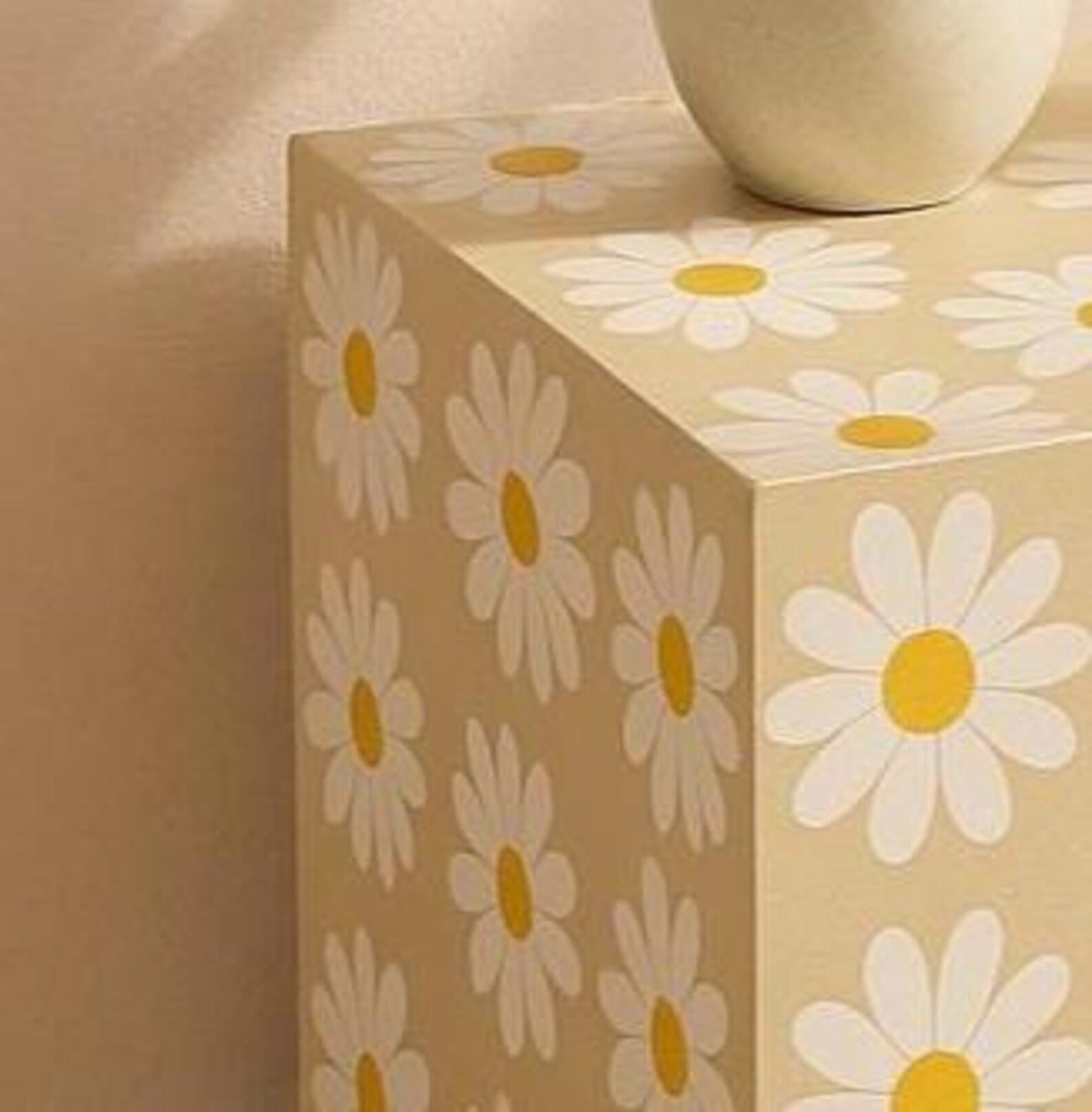 Floral Resin Bone Inlay Side Table | Handmade Boho Nightstand | Stylish Decorative Accent Table for Modern Homes